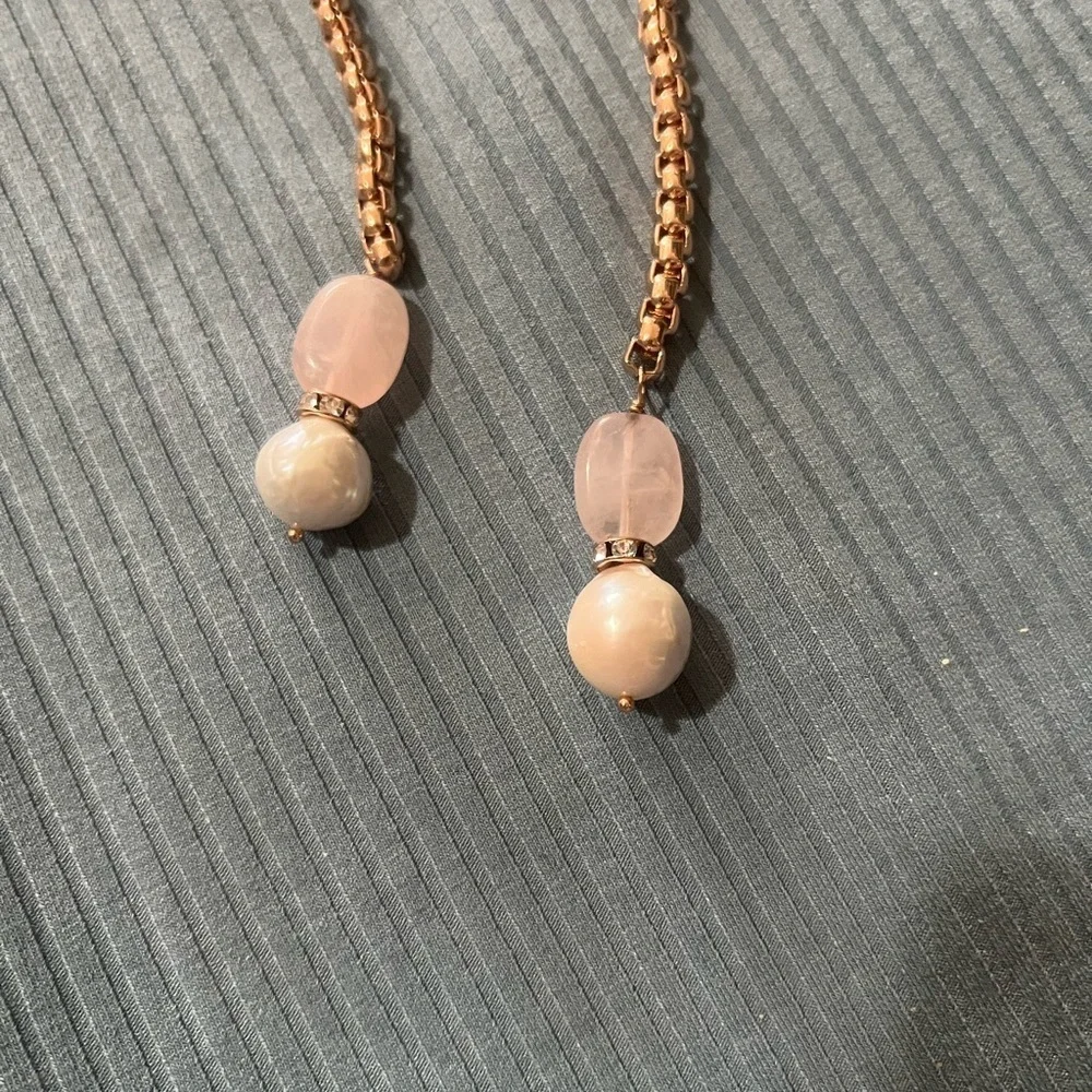 White House Black Market Rose Gold Lariat Necklace